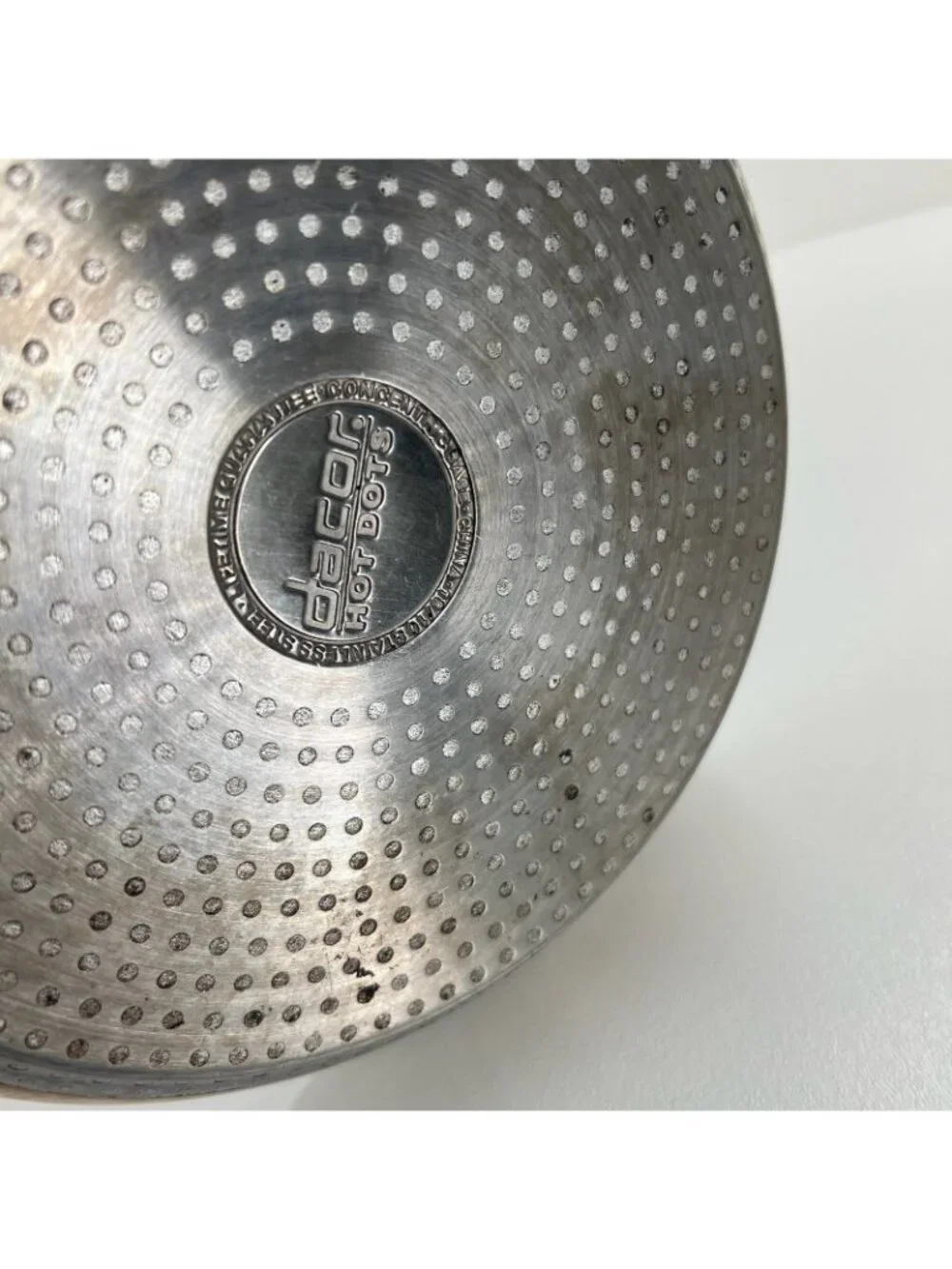Dacor Hot Dots Stainless Steel Frying Pan Long Handle 10 in Skillet Round Silver